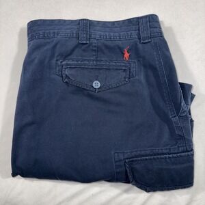 Vtg Polo Ralph Lauren Cargo Shorts Mens 50B Big Blue Pockets Cotton Inseam‎ 9.5"